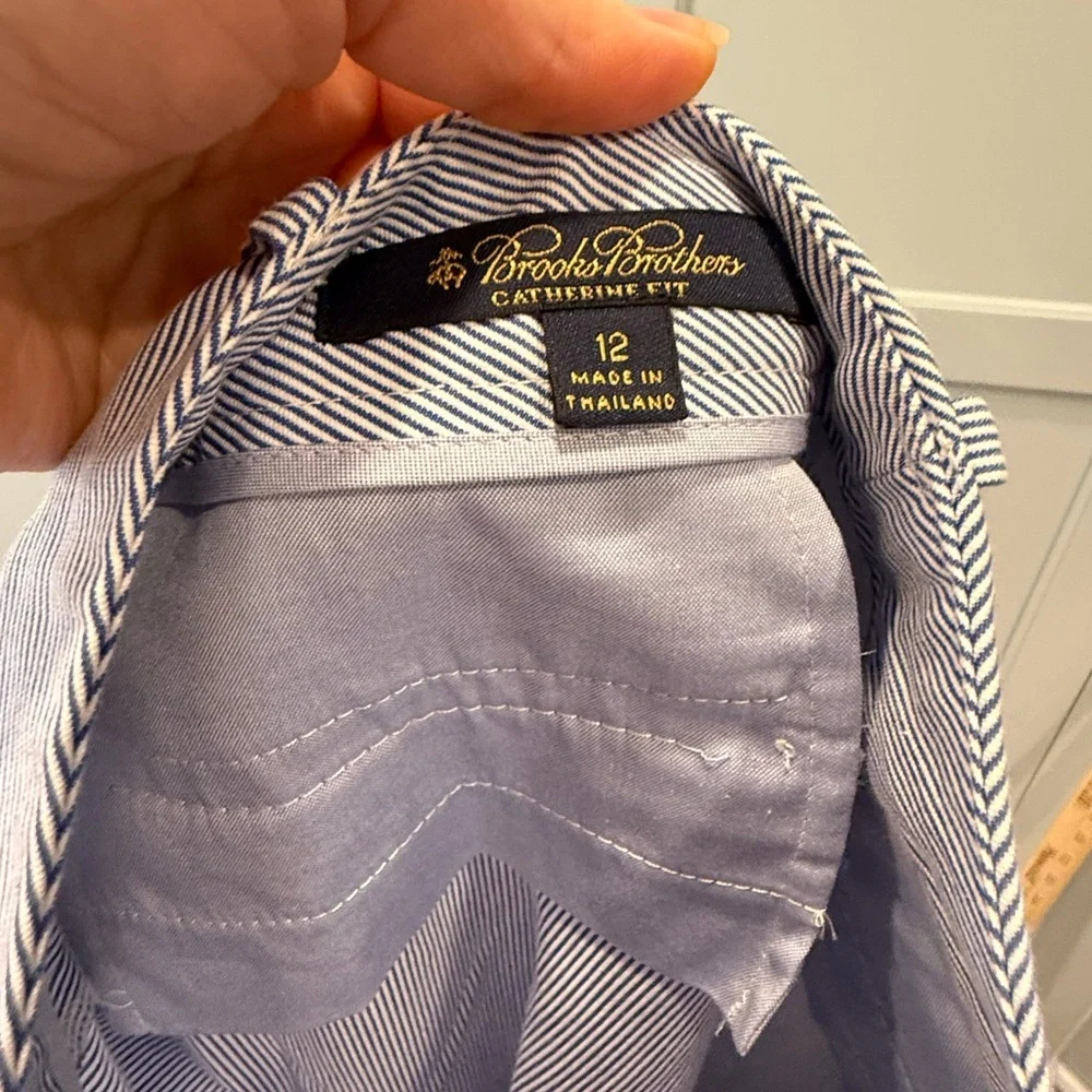 Brooks Brothers‎ light Blue Seersucker Striped pants size 12 derby Catherine fit